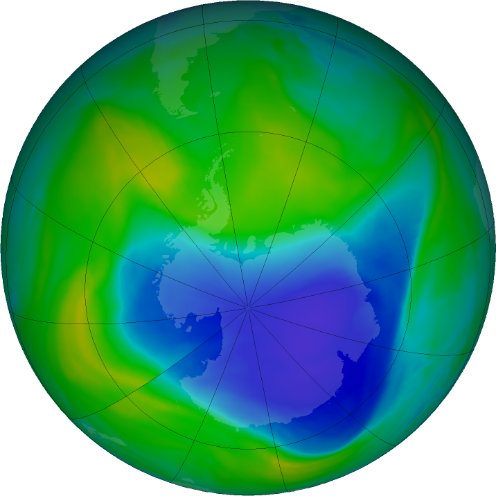 Antarctic ozone map for 30 November 2021